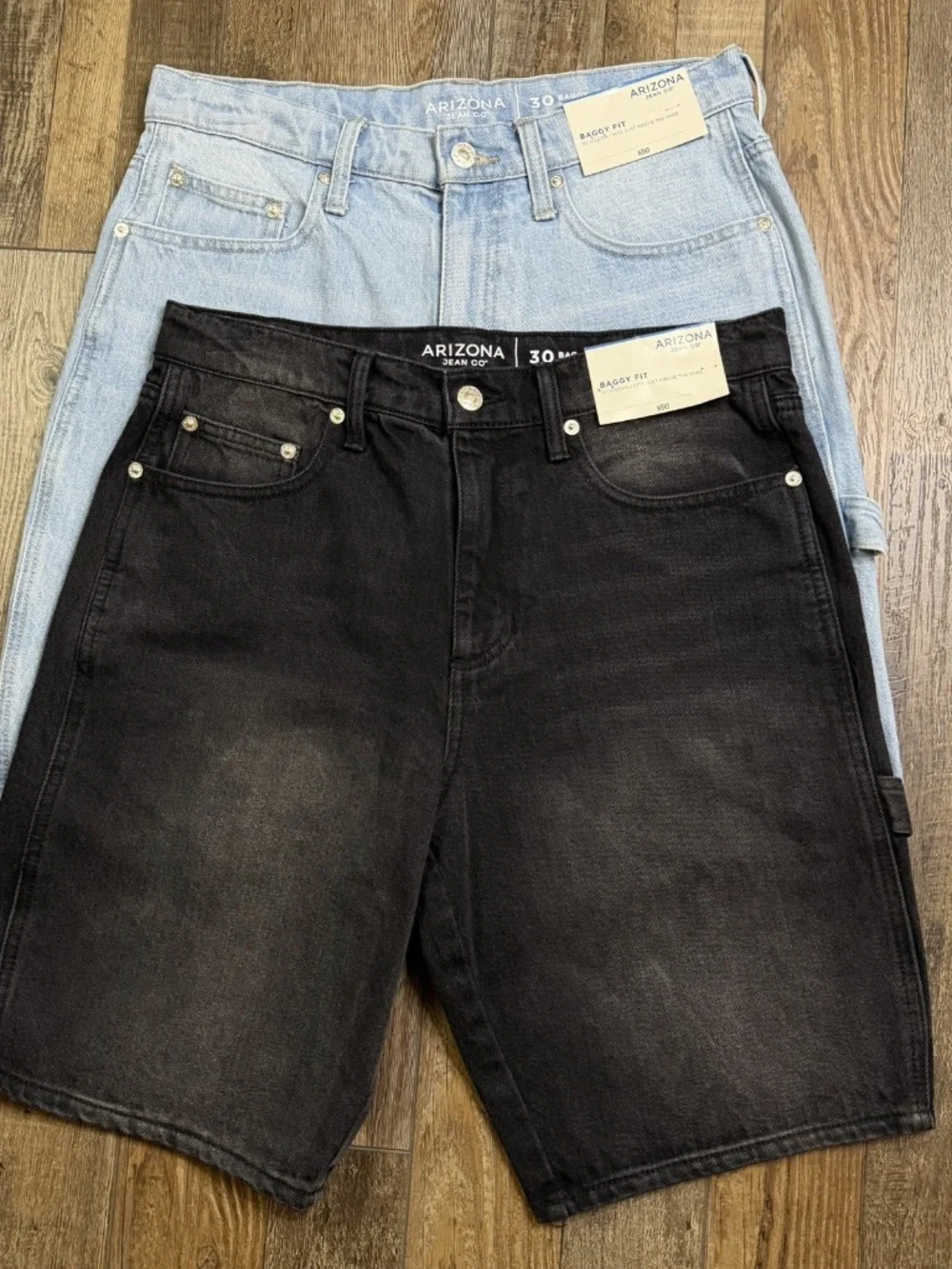 Arizona Mens Shorts 30W Black & Blue Baggy Fit 10